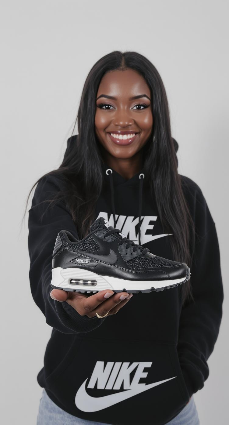 Mulher apresentando tênis Nike